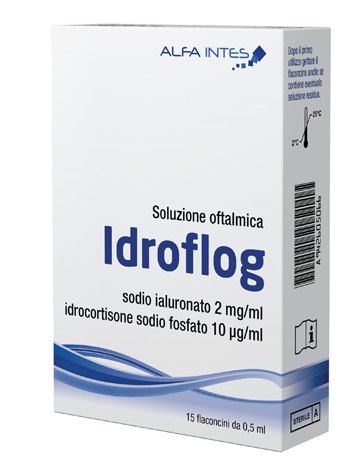 SOLUZIONE OFTALMICA IDROFLOG A BASE DI IALURONATO DI SODIO E IDROCORTISONE SODIO FOSFATO 15 FLACONCINI DA 0,5 ML - Farmastop