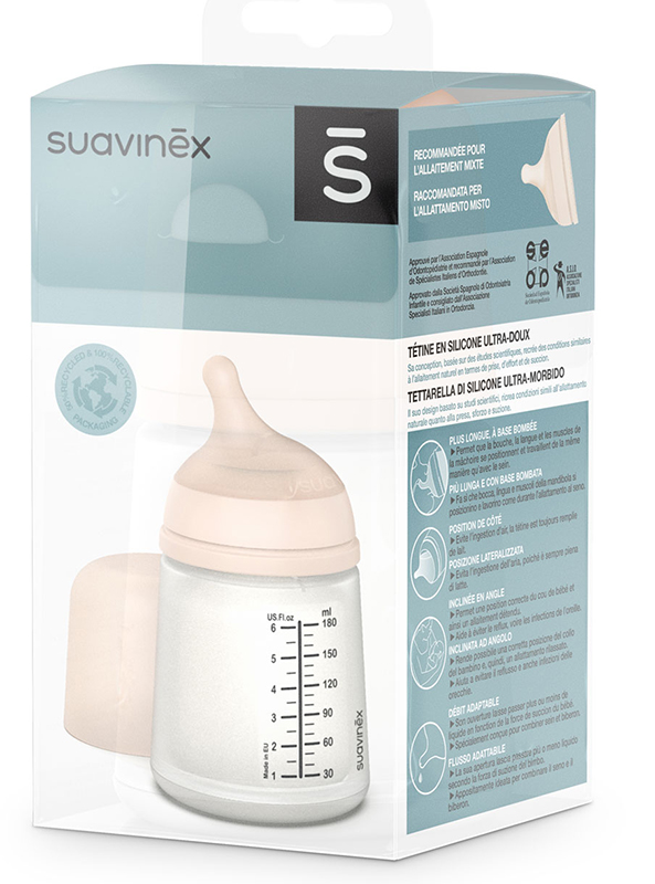 SUAVI BIBERON SPECIALE ALLATTAMENTO ZERO ZERO 180 ML TAGLIA UNICA - Farmastop