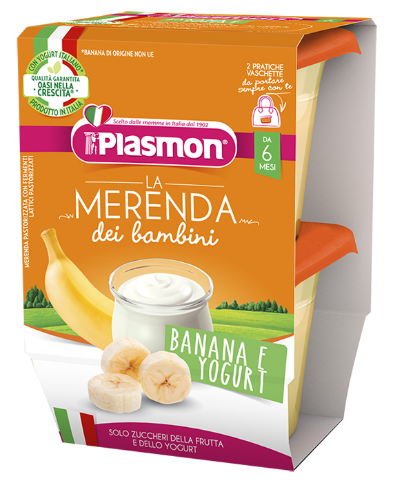 PLASMON LA MERENDA DEI BAMBINI SAPORI DI NATURA BANANA YOGURT ASETTICO 2 X 120 G - Farmastop