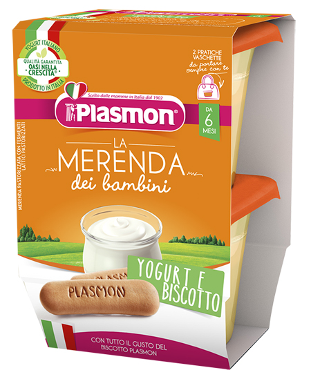 PLASMON LA MERENDA DEI BAMBINI SAPORE DI NATURA YOGURT BISCOTTO ASETTICO 2 X 120 G - Farmastop