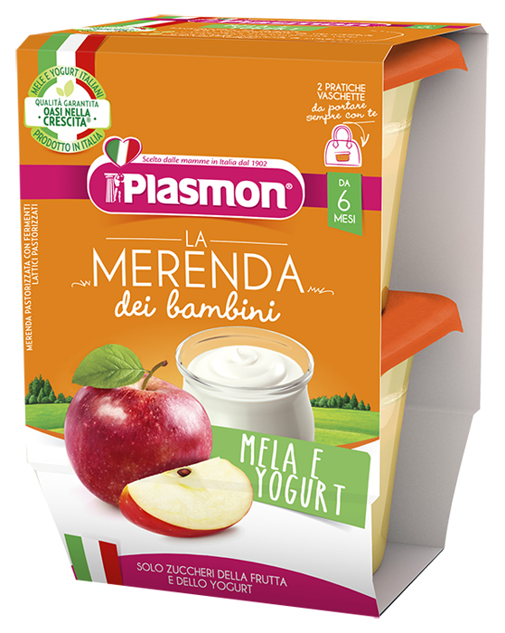 PLASMON LA MERENDA DEI BAMBINI SAPORI DI NATURA MELA YOGURT ASETTICO 2 X 120 G - Farmastop
