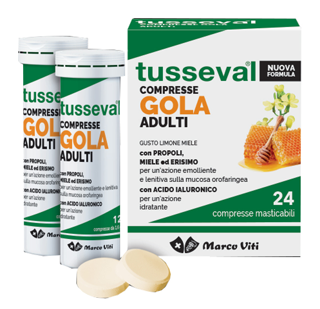 TUSSEVAL GOLA ADULTI 24 COMPRESSE - Farmastop