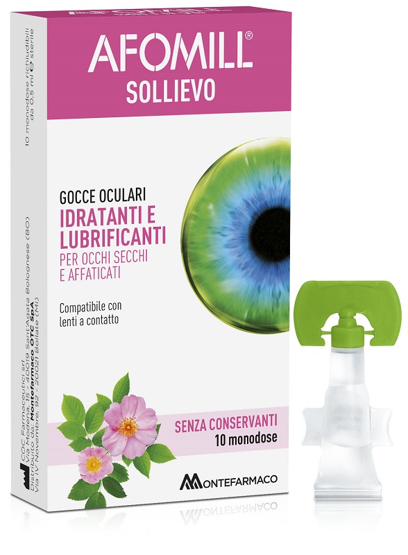 AFOMILL SOLLIEVO GOCCE OCULARI OCCHI 10 FIALE DA 0,5 ML - Farmastop