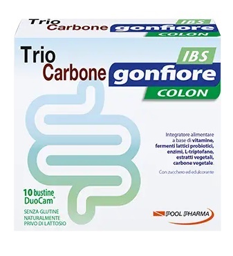 TRIOCARBONE GONFIORE IBS 10 BUSTE DUOCAM DA 2 G + 1,5 G - Farmastop