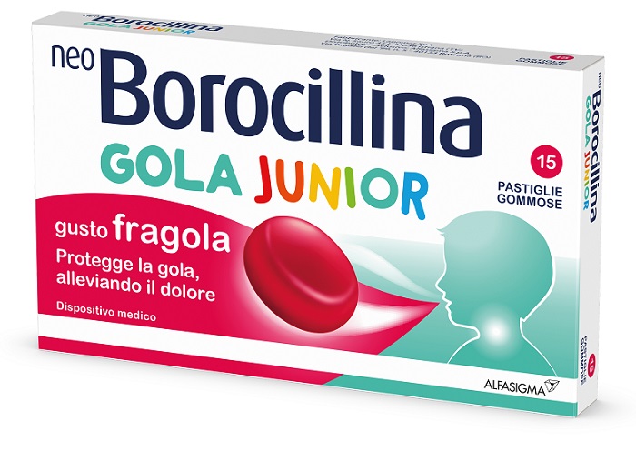 NEOBOROCILLINA GOLA JUNIOR 15 PASTIGLIE GUSTO FRAGOLA - Farmastop
