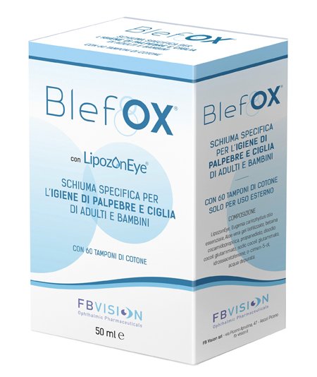 BLEFOX SCHIUMA SPECIFICA PER IGIENE PALPEBRE E CIGLIA 50 ML CON EROGATORE + 60 DISCHETTI - Farmastop
