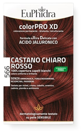 EUPHIDRA COLORPRO GEL COLORANTE CAPELLI XD 566 CASTANO CHIARO ROSSO 50 ML + ATTIVANTE + BALSAMO + GUANTI - Farmastop