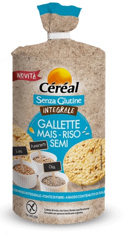 CEREAL SENZA GLUTINE INTEGRALE GALLETTE MAIS RISO SEMI 115 G - Farmastop