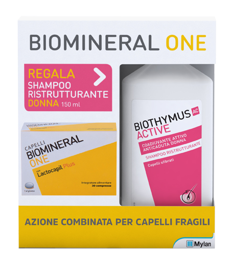 BIOMINERAL ONE LACTOCAPIL 30 COMPRESSE + BIOTHYMUS SHAMPOO DONNA RISTRUTTURANTE 150 ML - Farmastop