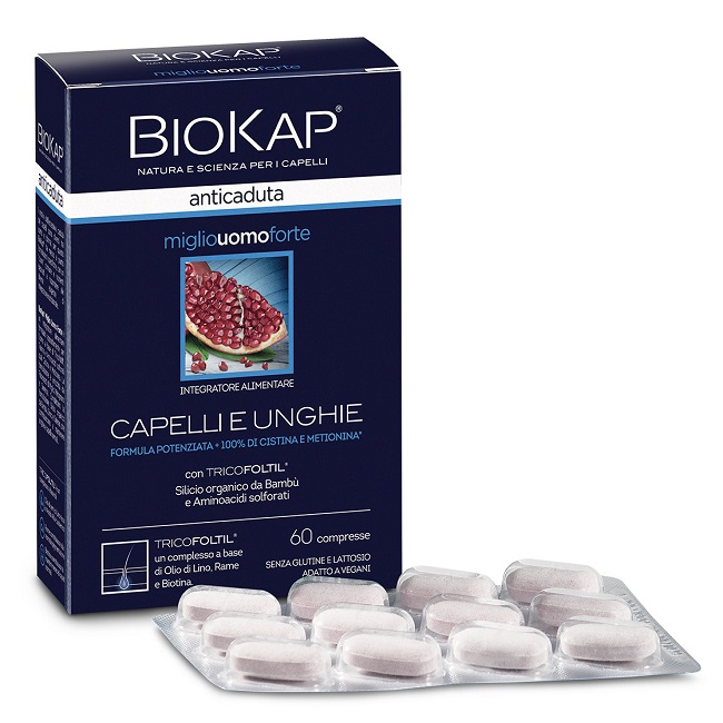 BIOKAP ANTICADUTA MIGLIO UOMO FORTE CON TRICOFOLTIL 60 COMPRESSE - Farmastop