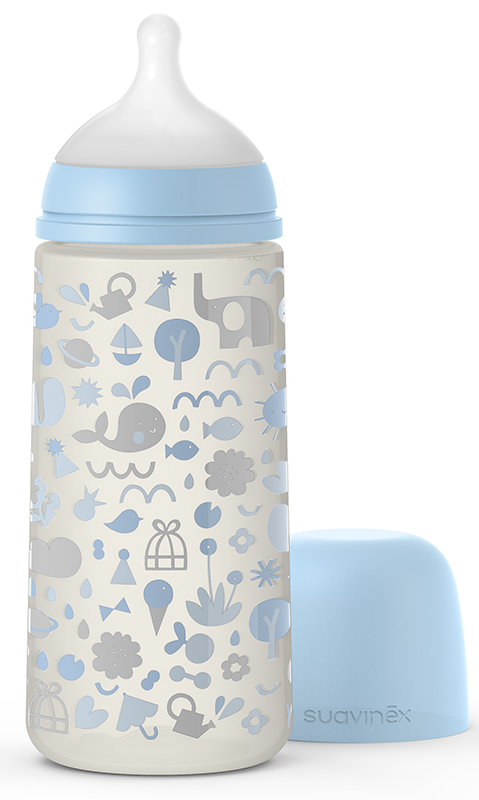 SUAVINEX MEMORIES BIBERON SILICONE DA 360ML SX PRO AZZURRO - Farmastop