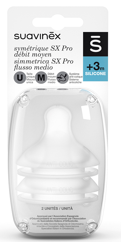 SUAVINEX SX PRO TETTARELLA IN SILICONE FISIOLOGICA PER BIBERON M 2 PEZZI - Farmastop