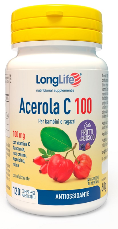 LONGLIFE ACEROLA C100 FRUTTI DI BOSCO 120 COMPRESSE - Farmastop