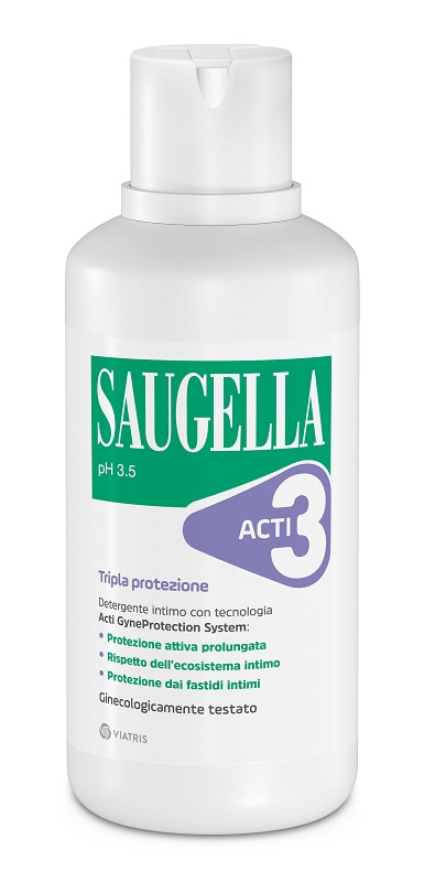 SAUGELLA ACTI3 TRIPLA PROTEZIONE DETERGENTE INTIMO 500 ML - Farmastop