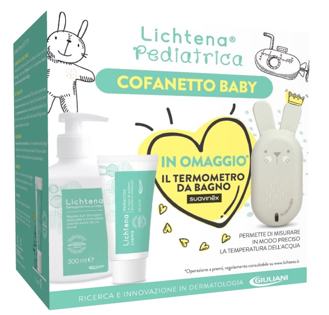 LICHTENA PEDIATRICA COFANETTO NEONATO CONTENENTE CREMA 50 ML + DETERGENTE 300 ML + OMAGGIO SUAVINEX - Farmastop