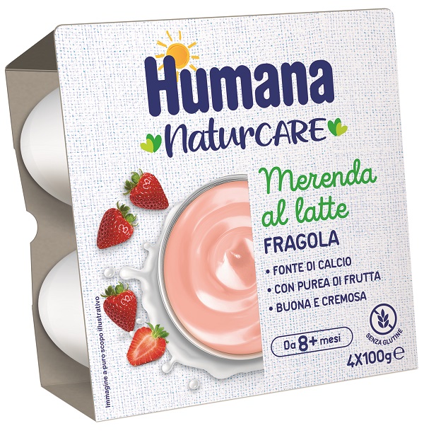HUMANA MERENDA LATTE FRAGOLA 4 PEZZI DA 100 G - Farmastop