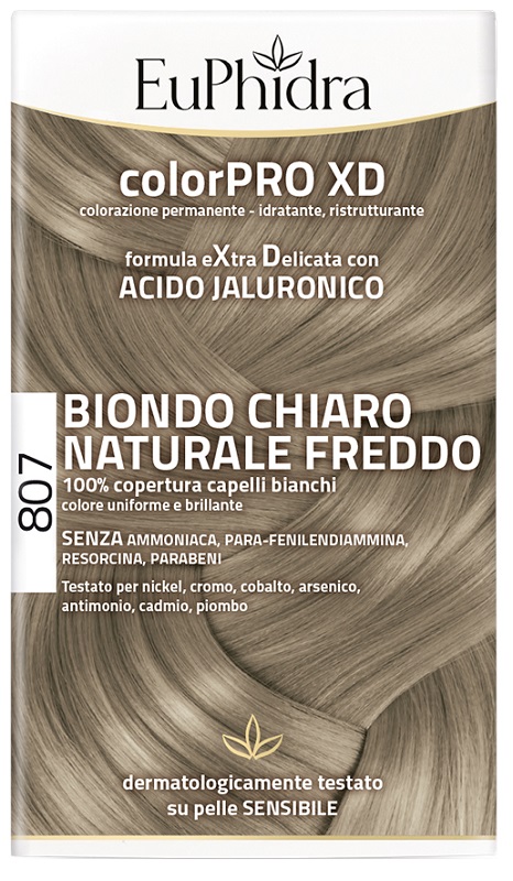 EUPHIDRA COLORPRO XD 807 BIONDO CHIARO NATURALE F COLORE + ATTIVANTE + BALSAMO + CUFFIA + GUANTI - Farmastop
