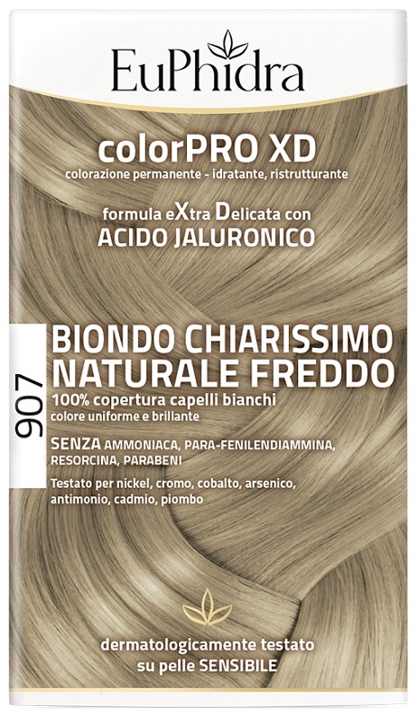 EUPHIDRA COLORPRO XD 907 BIONDO CHIARO MOGANO NATURALE F COLORE + ATTIVANTE + BALSAMO + CUFFIA + GUANTI - Farmastop