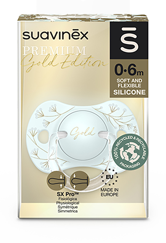 SUAVINEX GOLD SUCCHIETTO SILICONE 0/6 MESI SX PRO AZZURRO - Farmastop