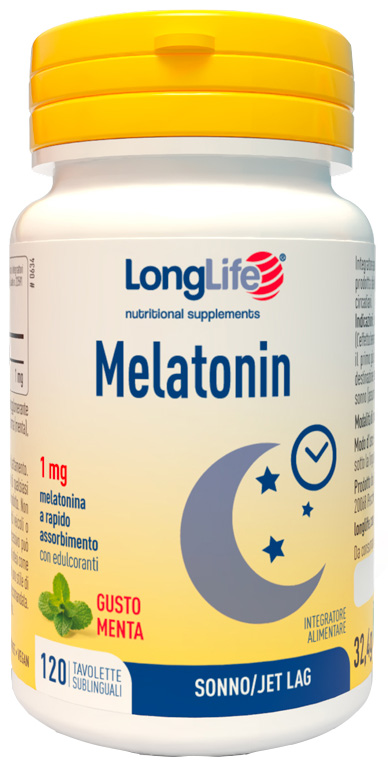LONGLIFE MELATONIN 1 MG AROMA MENTA 120 TAVOLETTE SUBLINGUALI - Farmastop