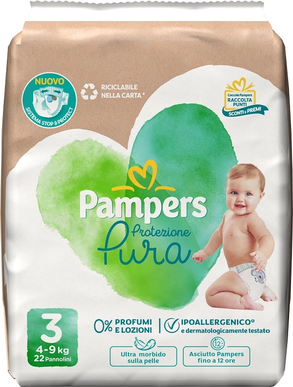 PAMPERS PROTEZIONE PURA MIDI PANNOLINI 22 PEZZI - Farmastop