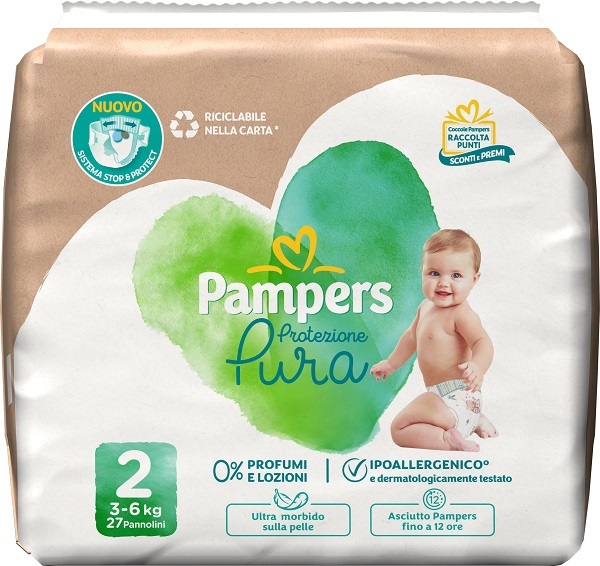 PAMPERS PROTEZIONE PURA MINI PANNOLINI 27 PEZZI - Farmastop