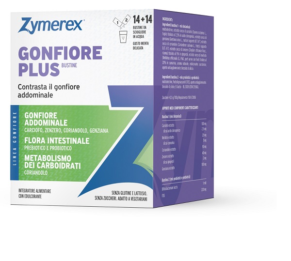 ZYMEREX GONFIORE PLUS 14+14 BUSTINE DA 2 G CON EDULCORANTE SENZA ZUCCHERI SENZA GLUTINE SENZA LATTOSIO - Farmastop