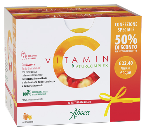 VITAMIN C NATURCOMPLEX 20 BUSTINE GRANULARI CONFEZIONE SPECIALE 1+1 - Farmastop