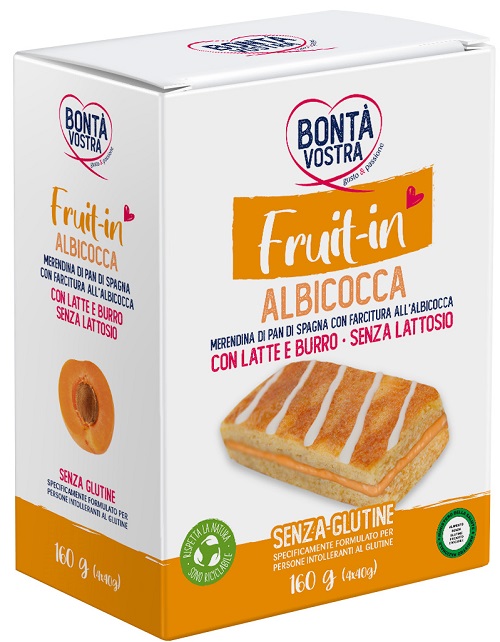 BONTA' VOSTRA FRUIT IN MERENDINA DI PAN DI SPAGNA CON FARCITURA ALL'ALBICOCCA 4 PEZZI X 40 G - Farmastop