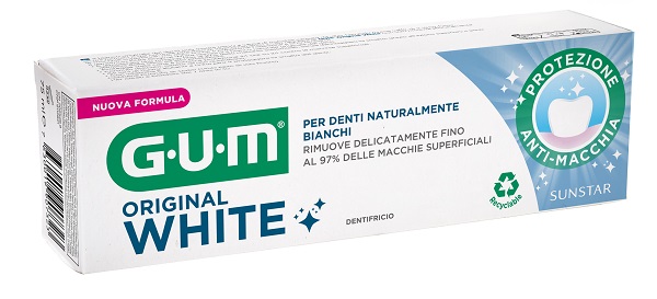 GUM ORIGINAL WHITE DENTIFRICIO SBIANCANTE 75 ML NUOVA FORMULA - Farmastop