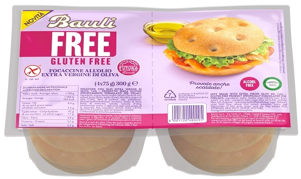 BAULI FREE FOCACCINE OLIO EXTRA VERGINE OLIVA 4 PEZZI DA 75 G - Farmastop