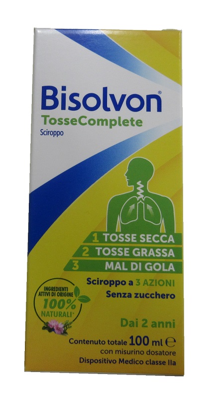 BISOLVON TOSSE COMPLETE SCIROPPO 100 ML SENZA ZUCCHERO SENZA GLUTINE SENZA LATTOSIO - Farmastop
