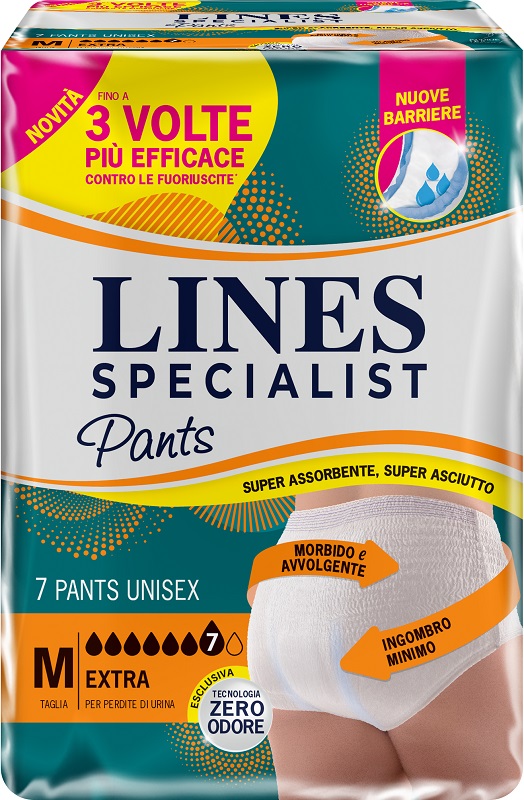 PANNOLONE PER INCONTINENZA LINES SPECIALIST PANTS EXTRA UNISEX M 7 PEZZI - Farmastop