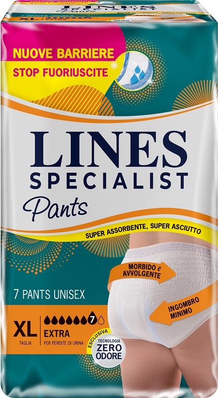 PANNOLONE PER INCONTINENZA LINES SPECIALIST PANTS EXTRA UNISEX XL 7 PEZZI - Farmastop