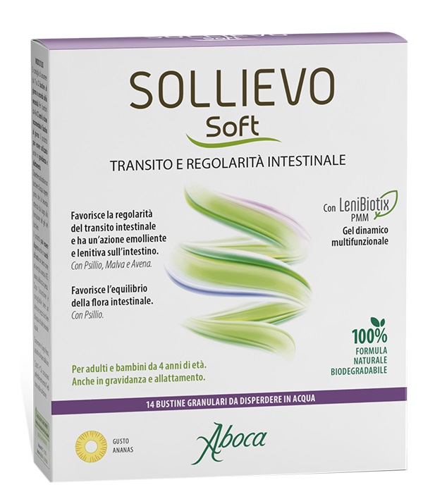 SOLLIEVO SOFT 14 BUSTINE GRANULARI DA 3,8 G SENZA GLUTINE SENZA LATTOSIO SENZA ZUCCHERI AGGIUNTI - Farmastop