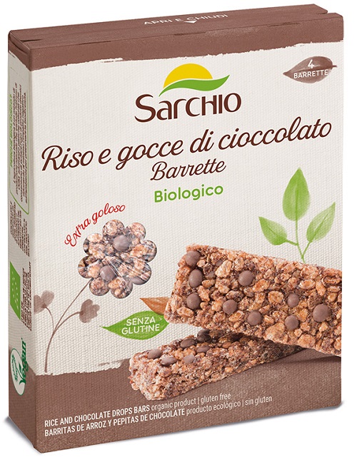 RISO E GOCCE DI CIOCCOLATO 4 BARRETTE BIOLOGICHE X 20 G - Farmastop