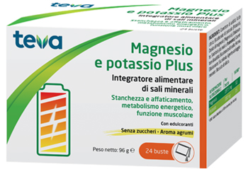 MAGNESIO POTASSIO PLUS TEVA 24 BUSTINE SENZA ZUCCHERI AROMA AGRUMI - Farmastop