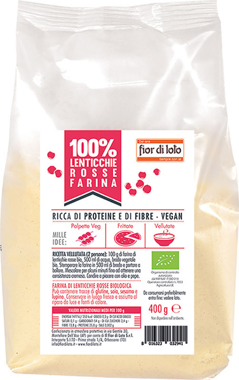 FIOR DI LOTO FARINA DI LENTICCHIE ROSSE BIO 400 G - Farmastop