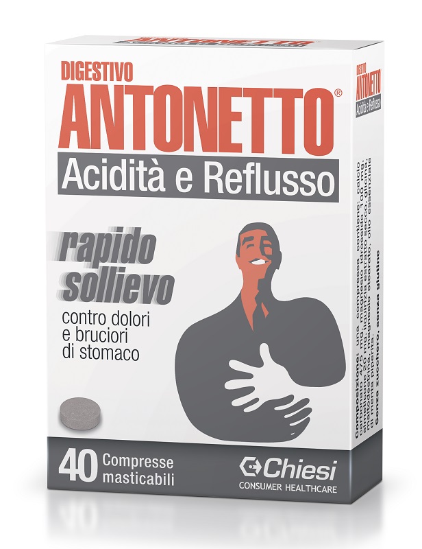 DIGESTIVO ANTONETTO ACIDITA' E REFLUSSO 40 COMPRESSE MASTICABILI - Farmastop