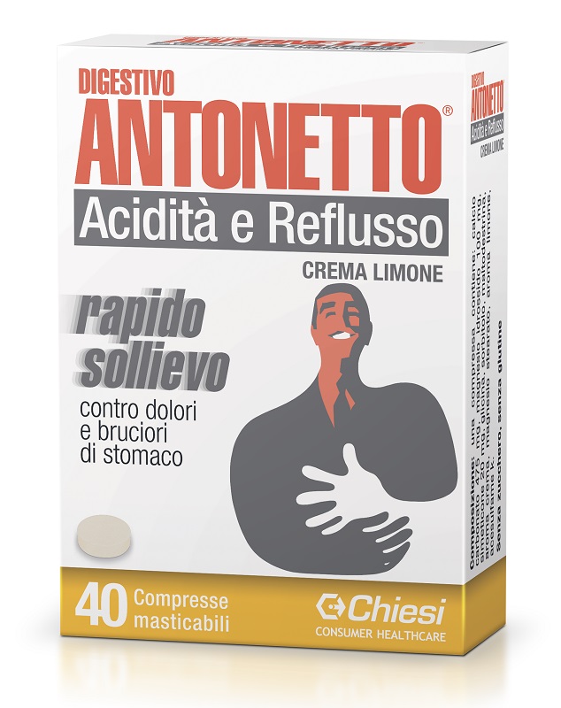 DIGESTIVO ANTONETTO ACIDITA' E REFLUSSO CREMA AL LIMONE 40 COMPRESSE MASTICABILI - Farmastop