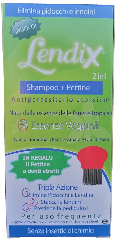 LENDIX SHAMPOO PLUS 150 ML + PETTINE ANTI PIDOCCHI 2 IN 1 - Farmastop