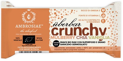 UBERBAR CRUNCHY MULBERRY CHIA VANIGLIA BIO 38 G - Farmastop