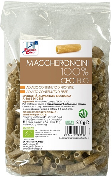 LA FINESTRA SUL CIELO MACCHERONCINI CECI 100% BIO 250 G - Farmastop