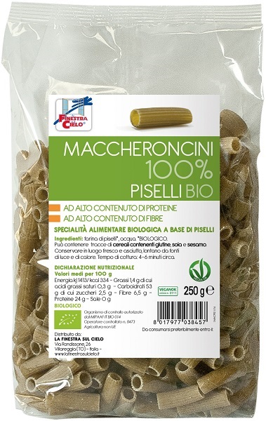 LA FINESTRA SUL CIELO MACCHERONCINI PISELLI 100% BIO 250 G - Farmastop