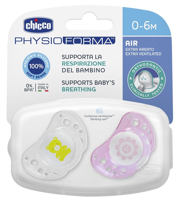 CHICCO SUCCHICCO AIR GIRL SILICONE 0-6 MESI 2 PEZZI - Farmastop