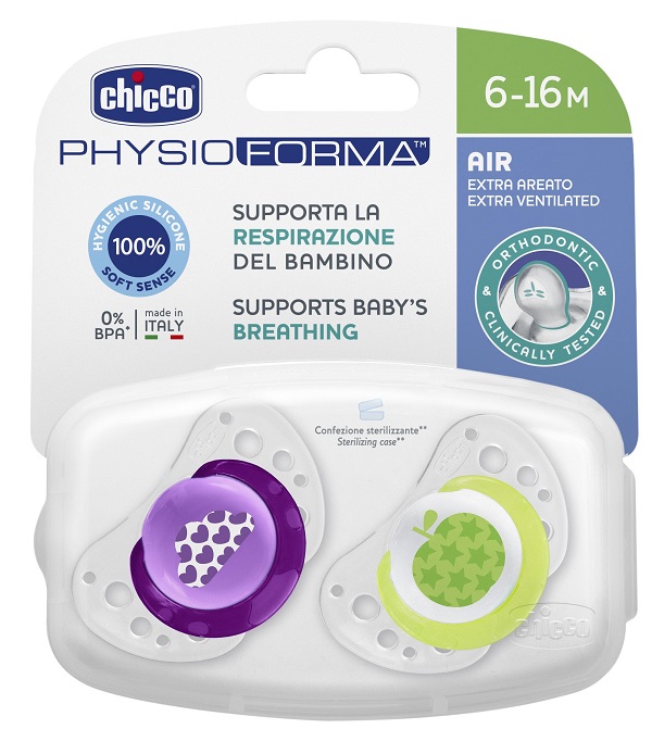 CHICCO SUCCHIETTO AIR GIRL IN SILICONE 6-16 MESI 2 PEZZI - Farmastop