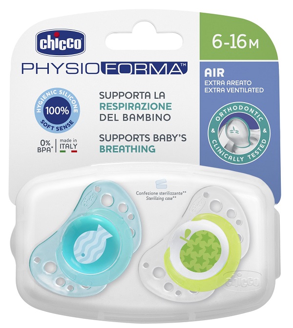 CHICCO SUCCHIETTO AIR BOY IN SILICONE 6-16 MESI 2 PEZZI - Farmastop
