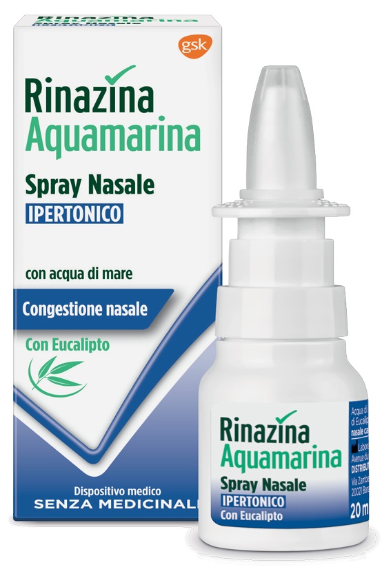 RINAZINA AQUAMARINA SPRAY NASALE IPERTONICO CON EUCALIPTO 20 ML - Farmastop