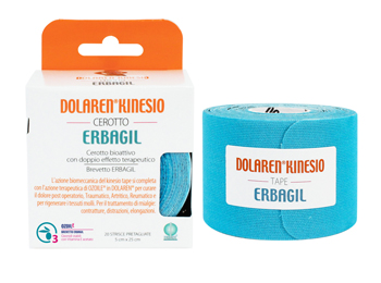 DOLAREN KINESI CEROTTO TERAPEUTICO BLU 20 STRISCE PRETAGLIATTE 5 X 25 CM IN ROTOLO - Farmastop