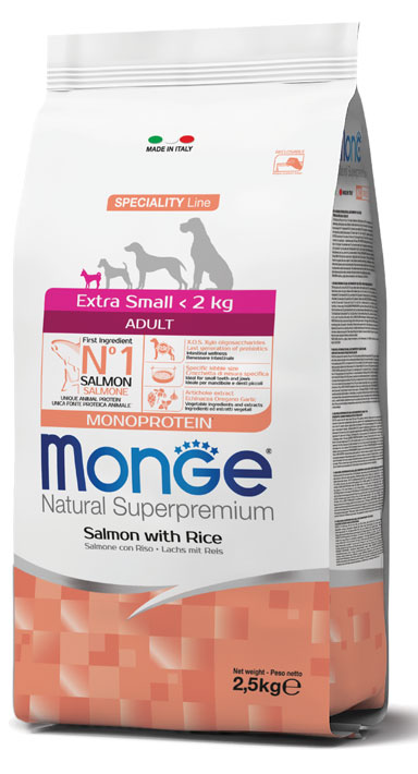 MONGE EXTRA SMALL ADULT SALMONE & RISO 800 G - Farmastop